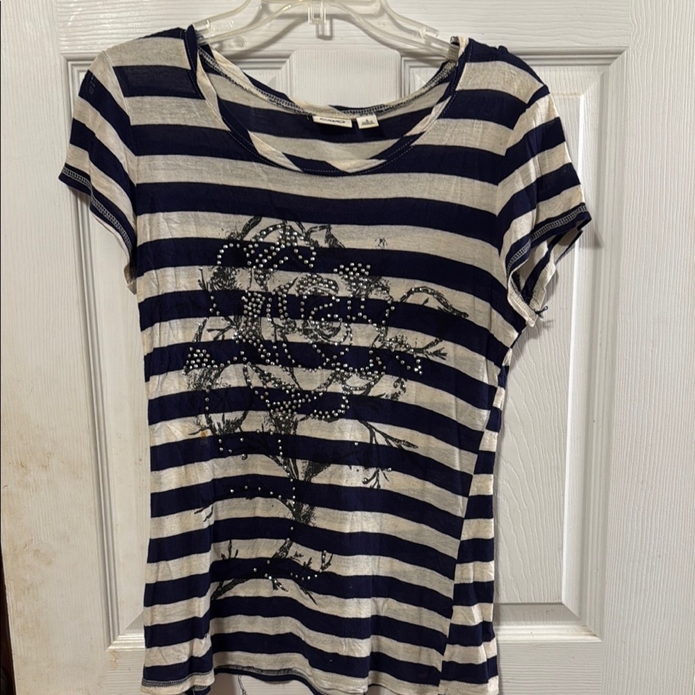 Blue and White Short Sleeve Tee